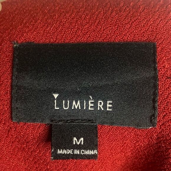 Lumiere Red mixed material long sleeve top - Picture 8 of 11